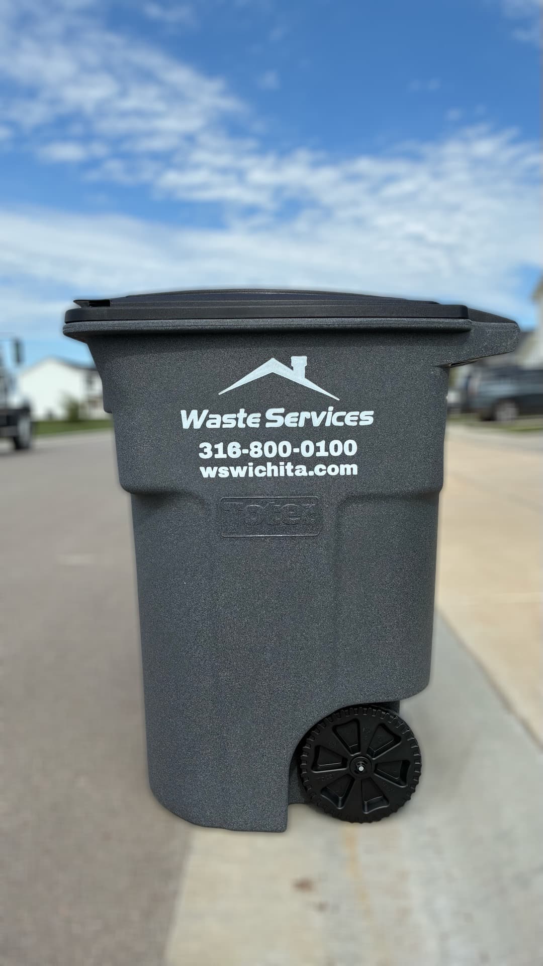 Waste Services of Wichita branded 96-gallon trash cart